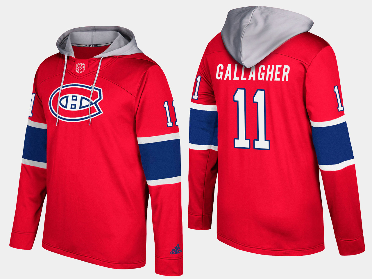 Men NHL Montreal canadiens #11 brendan gallagher red hoodie